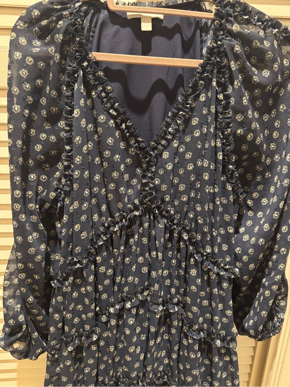 Chelsea28 Navy Floral Midi Dress with Cream Accents